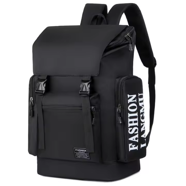 Mochila con letras a la moda para hombre, bolso multifuncional para ordenador portátil, bolso escolar para estudiante, bolso de hombro, mochila de lona de gran capacidad para estudiantes - 1