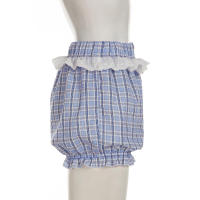Pantalones cortos básicos cómodos e informales sueltos con botones de cintura elástica tejidos a rayas de verano para mujer - details 101
