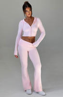 Conjunto de dos piezas de moda para mujer, Top con capucha, pantalones informales, ajustados, primavera - details 8