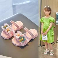 Nuevo Sandalias de niña blancas decorativas con girasoles - details 9