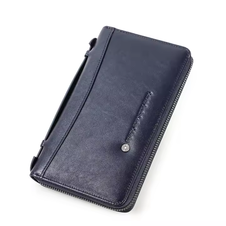 CONTACT'S-Bolso de mano de cuero genuino para hombre, cartera larga para teléfono móvil de 2022 pulgadas, porta pasaporte con cremallera, monedero masculino, 6,5 - 1