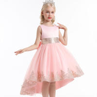 Vestido de niña elegante y moderno para princesa, con cola de malla y flores, ideal para presentaciones de piano. - details 15