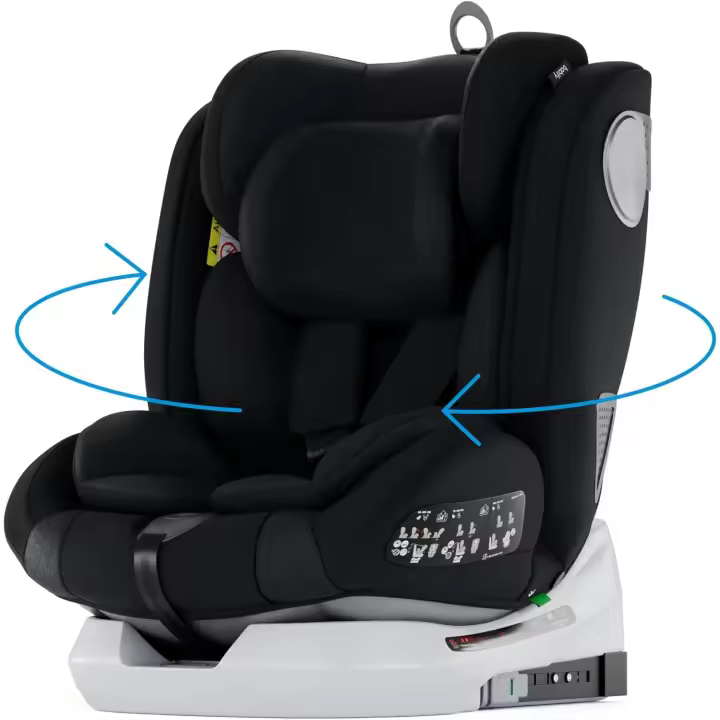 Coche Isofix para Bebés y Niños, 0 Meses - 12 Años, Apta Desde 40-150 cm, Ajustable 360º, Asiento Portátil y Seguro i-Size ECE R129 - Edición Negra - 1
