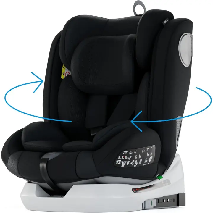 Coche Isofix para Bebés y Niños, 0 Meses - 12 Años, Apta Desde 40-150 cm, Ajustable 360º, Asiento Portátil y Seguro i-Size ECE R129 - Edición Negra - 1