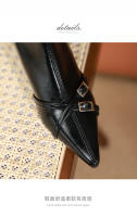 Moda nueva hebilla de cinturón stiletto botas cortas de mujer - details 4