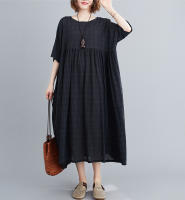 Elegante Vestido Negro de Algodón Vintage Manga Corta, Color Sólido, Moda Casual para Mujeres verano 2025 - details 16