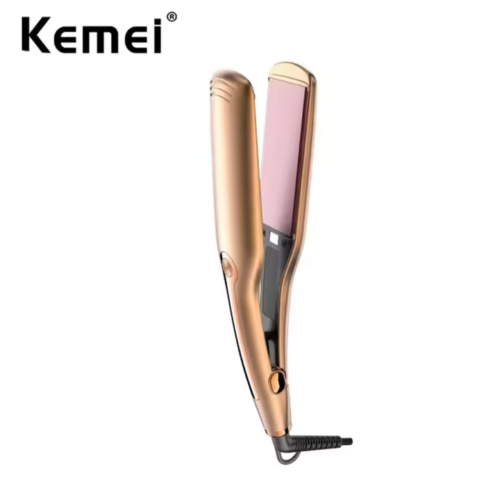 Hierro de Cerámica de Turmalina Kemei Plato Ancho para Cabello Crujiente Natural - 1