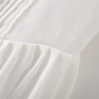 PB & ZA 2025, vestido con tirantes de color sólido con dobladillo plisado ancho, Falda corta, novedad de verano, vestido blanco pequeño para mujer - details 4