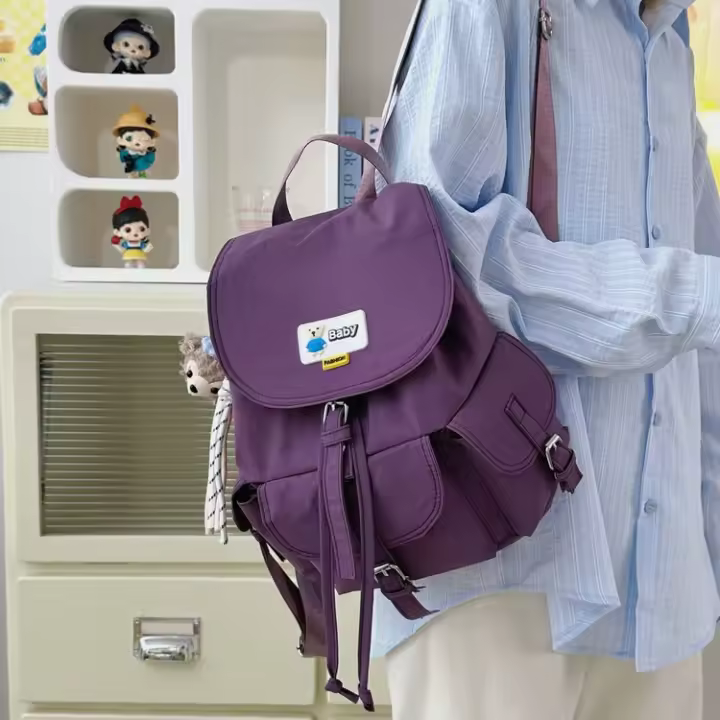 Mochila de Estudiante Mochila Escolar Impermeable de Nylon Mochila de Viaje y Trabajo con Cordón - 1