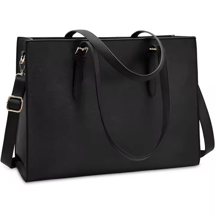 Bolso de Cuero PU para Mujer, Bandolera para Ordenador Portátil, 15,6 Pulgadas, Impermeable - 1