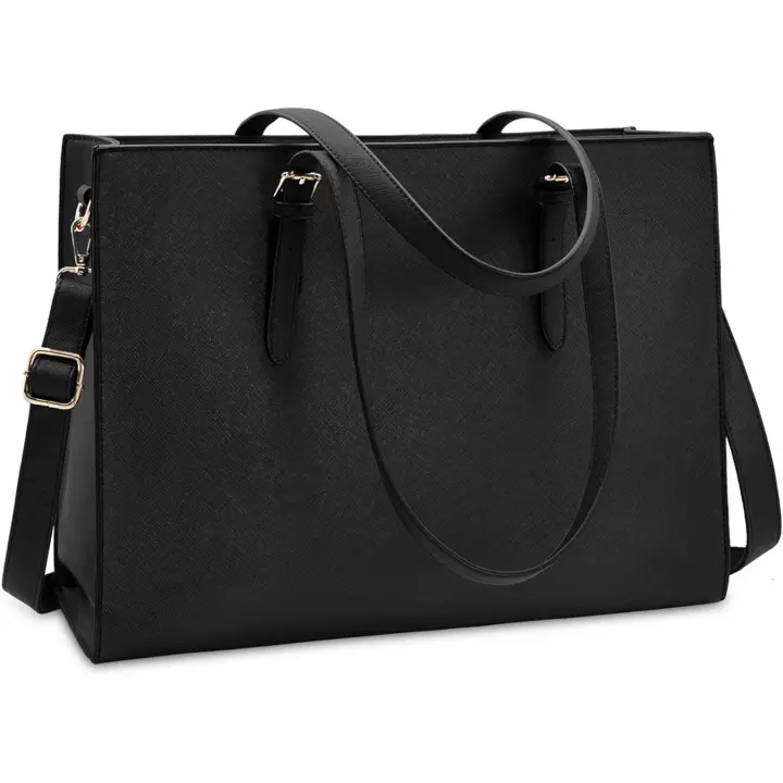 Bolso de Cuero PU para Mujer, Bandolera para Ordenador Portátil, 15,6 Pulgadas, Impermeable - 1