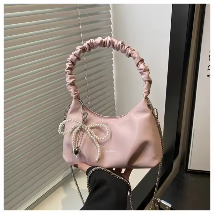 Bolso plisado con correa para el hombro para mujer, bolso exquisito y versátil con diseño de nicho, a la moda, 2025 - 1