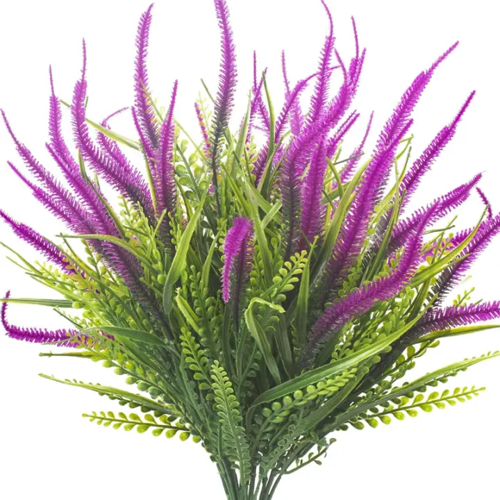 Verde - Plantas Artificiales para Exterior - Flores Resistentes a los Rayos UV - Jardín - Porche - Caja de Ventana - Decoración - Rojo - 10 Paquetes - 1
