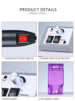 Taladro eléctrico para uñas, aparato para manicura, herramientas removedoras de esmalte de Gel, juego de manicura - details 3