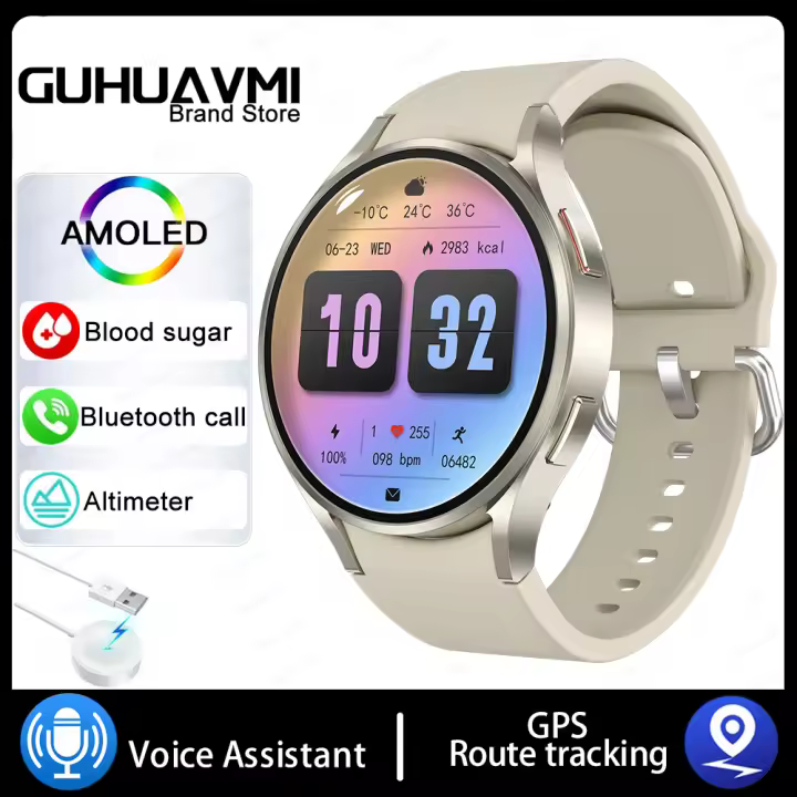 GPS Track Smart Watch 6 Reloj Inteligente Hombre 1,39 Inchs Pantalla Táctil Complete 360*360 HD AMOLED Siempre Muestra , Reloj De Temperatura Corporal, Reloj De Azúcar En Sangre,Bluetooth Llama Smartwatch Hombres, IP68 Impermeable Reloj De Mujer - 1