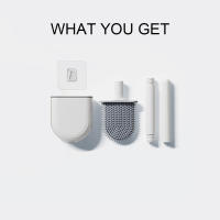 Cepillo de Inodoro de Silicona con Soporte Montado en la Pared Accesorios de Baño Cepillo de Limpieza Suave para el Baño Herramienta de Limpieza Recyclable Mango de Plástico - details 0