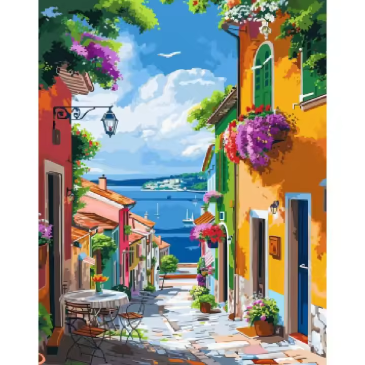 Ruopoty-pintura acrílica por números para adultos, kit de decoración de pared para el hogar, manualidades de regalo, casa colorida - 1