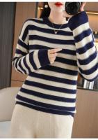 Jersey de Primavera para Mujer Suéter a Rayas de Dos Colores Suéter de Manga Larga con Cuello Redondo Nuevo Jersey de Algodón 100% - details 8