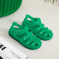 Sandalias con velcro para niños verano 2025 nuevo color sólido niños y niñas bolsa cabeza hueco suela suave bebé jalea sandalias - details 16