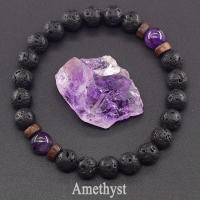 Pulsera de piedra de Lava para hombre, cuentas de piedra lunar de labradorita Natural, pulsera de Buda tibetano, pulsera difusora de aceite de Chakra, joyería para hombre - details 18