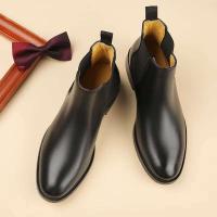 Zapatos de vestir de caña alta estilo cuero Botines de hombre Chelsea casuales de moda - details 5