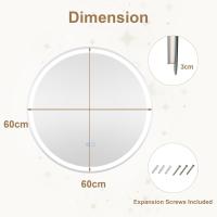 Espejo de baño LED con iluminación, 60 cm, Redondo, antivaho, Espejo de Pared Regulable con Interruptor táctil y función de Memoria, Espejo Colgante LED para baño, 60 x 60 cm, Plateado - details 1