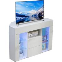 con iluminación LED, Mueble de TV Color Blanco Brillante, Mueble esquinero para TV, 100x68x40 cm (Negro) - details 4
