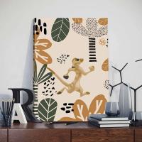 Pinturas de Lion King Boho en lienzo con marco Decoración de pared para habitación de bebé JUBEER Arte de pared con diseño de animal de safari Simba - details 2