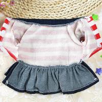 Vestido de Algodón a Rayas para Mascotas Falda Denim con Correas para Perros y Gatos - details 5