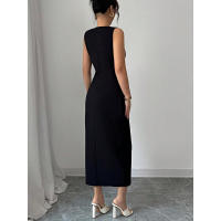 Moda mujer Primavera/Verano Elegante Slim Fit con vestido sin mangas con lazo - details 2