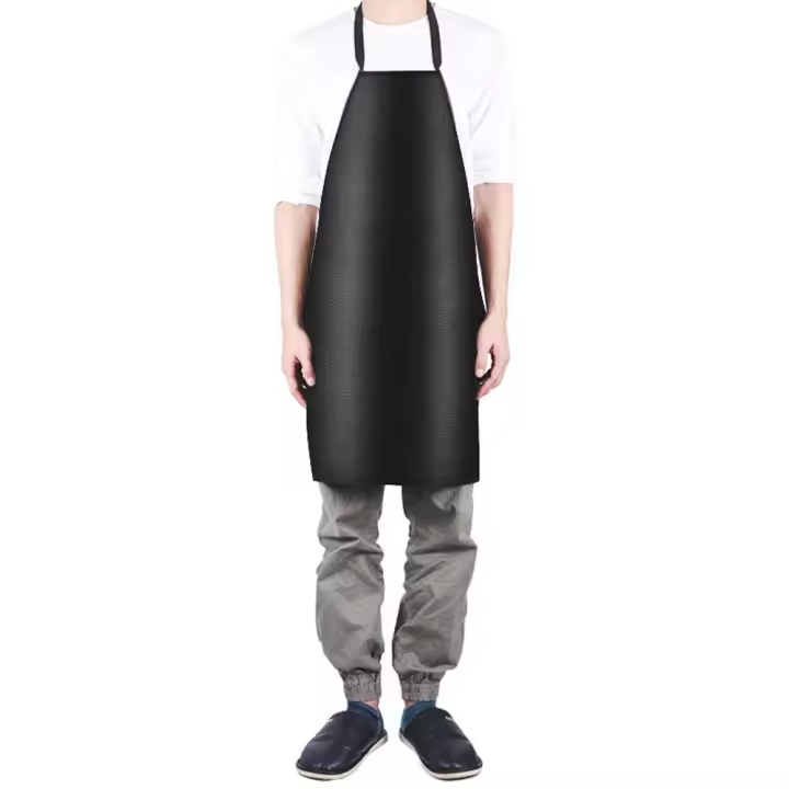 Delantal de Chef antiincrustante de PVC de carnicero de cuero largo y grueso, delantal de cocina, ropa de trabajo de cocina - 1