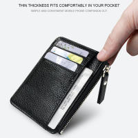 Cartera de Color sólido con textura para hombre, tarjetero de PU con cremallera, Mini monedero - details 2