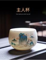 Juego de jade de grasa de oveja para taza de té, juego completo para uso doméstico, taza de té de Kung Fu, dormitorio, oficina, recepción, combinación de cuenco con tapa - details 21