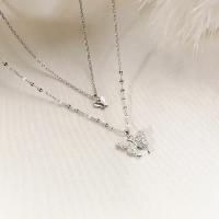 Nuevo collar de mariposa brillante para mujer, exquisito collar de cadena de clavícula de doble capa, joyería para regalo de mujer - details 2