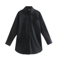Camisa Básica Larga para Mujer Primavera-Verano 2024 Decoración de Bolsillo en 14 Colores Estilo Europeo-Americano - details 5