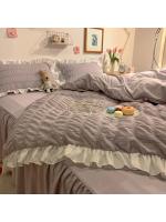 Conjunto de Rifleado de Seda de Luca Rosa Funda de Edredón Ligera Suave de Alternativa de Plumífero Gris con Escritorio de Cama y Fundas de Almohada - details 1