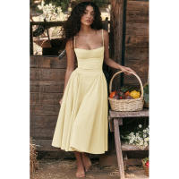 Vestido Largo Vintage de Verano 2025 Estilo de Corte Real con Cuello de Corazón Dulce - details 91