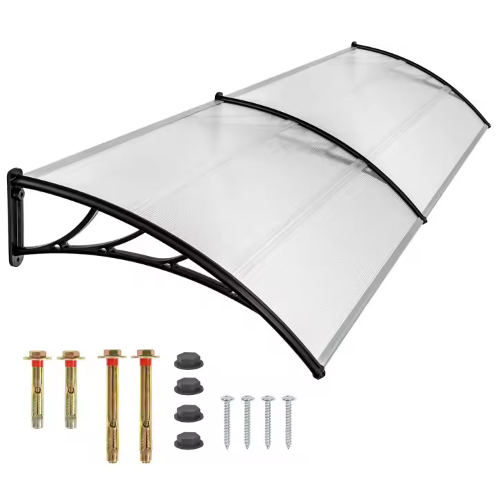 Toldo translúcido de policarbonato para puerta, cubierta de lluvia con marco de polipropileno, 200x93cm - 1