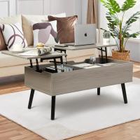 Mesa de Centro, Mesa de Centro Regulable en Altura, Extraíble, Extensible, Compartimento de Almacenaje Oculto Independiente, Tablero Elevable Doble, Mesa de Sofá de Salón, Color Nogal - details 18