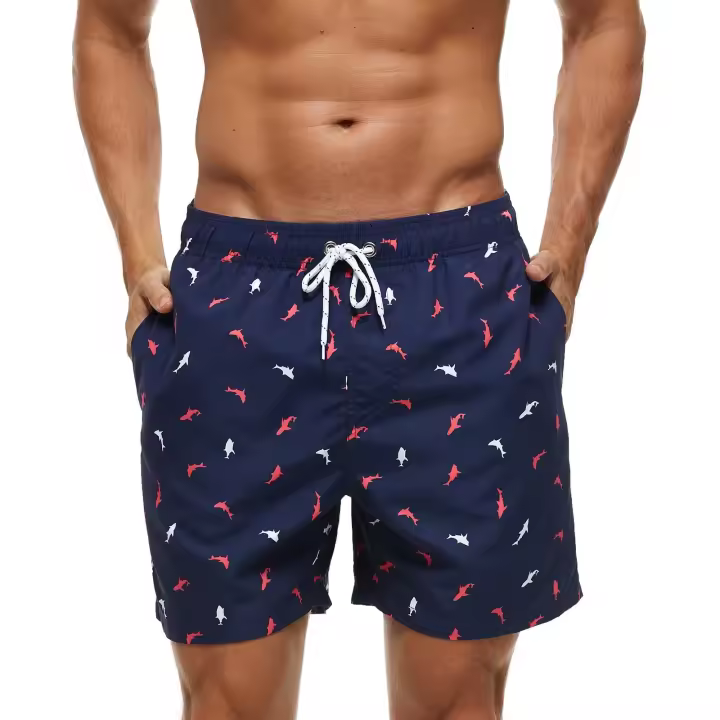 Bañador para hombre, transpirable, de secado rápido, con bolsillos, forro de malla y cordón ajustable. - 1