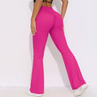 Mallas de Yoga a prueba de sentadillas para mujer, pantalones de Yoga de cintura alta, levantamiento de glúteos, pantalones de tiburón Micro acampanados, pantalones de Yoga ajustados de cintura alta - details 19