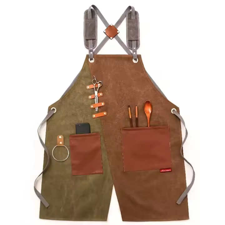 Delantal de lona para hombre y mujer, ropa de trabajo para camarero, restaurante, barbería, panadería, cafetería, jardinería, carpintero - 1