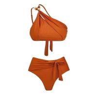 Vacaciones en la playa de verano, dividido con falda, conjunto de bikini estilo push up para mujer, traje de baño sexy de un hombro, traje de baño para mujer - details 3