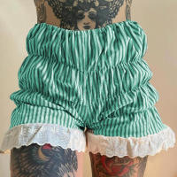 Maemukilabe Pantalones cortos Ence Lantern para mujer, ropa de calle en capas vintage, rayas, cinturilla elástica, pantalones de salón, burbuja, Y2k - details 2