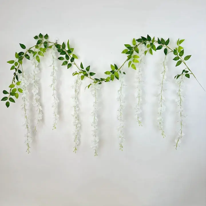 Nuevo 10 picos de flores hiedra de glicina simulada 180cm planta Artificial vid arrastre flor de seda decoración de boda - 1