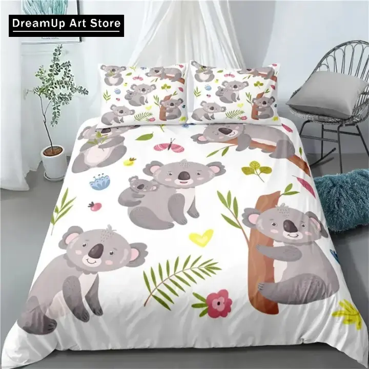Conjunto de Ropa de Cama de Koala de Dibujos Animados 3D Cubierta de Edredón de Tamaño Completo para Camas de Twin y Rey Funda de Almohada para Adultos - 1