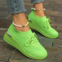 Zapatillas de deporte informales para mujer, zapatos de malla transpirables con cordones, Tenis de plataforma para caminar y correr, moda de verano - details 44