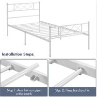 Cama Metal con somier, Cama Doble/Individual, Cama con cabecero, Cama Invitados, Cama Juvenil, para Dormitorio, habitación Invitados, 90 x 200 cm/Negro - details 16