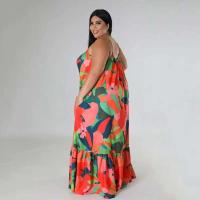 Vestidos de talla grande 5XL 4XL para mujer, batas con volantes en cascada, vestido holgado informal de estilo callejero con estampado de verano y otoño, vestido Maxi de talla grande - details 6