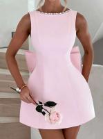 Vestido corto elegante con lazo de perlas y espalda descubierta para mujer, minivestidos bonitos de fiesta sin mangas, negro, blanco, rosa, elegante, noche de cumpleaños Y2K - details 11